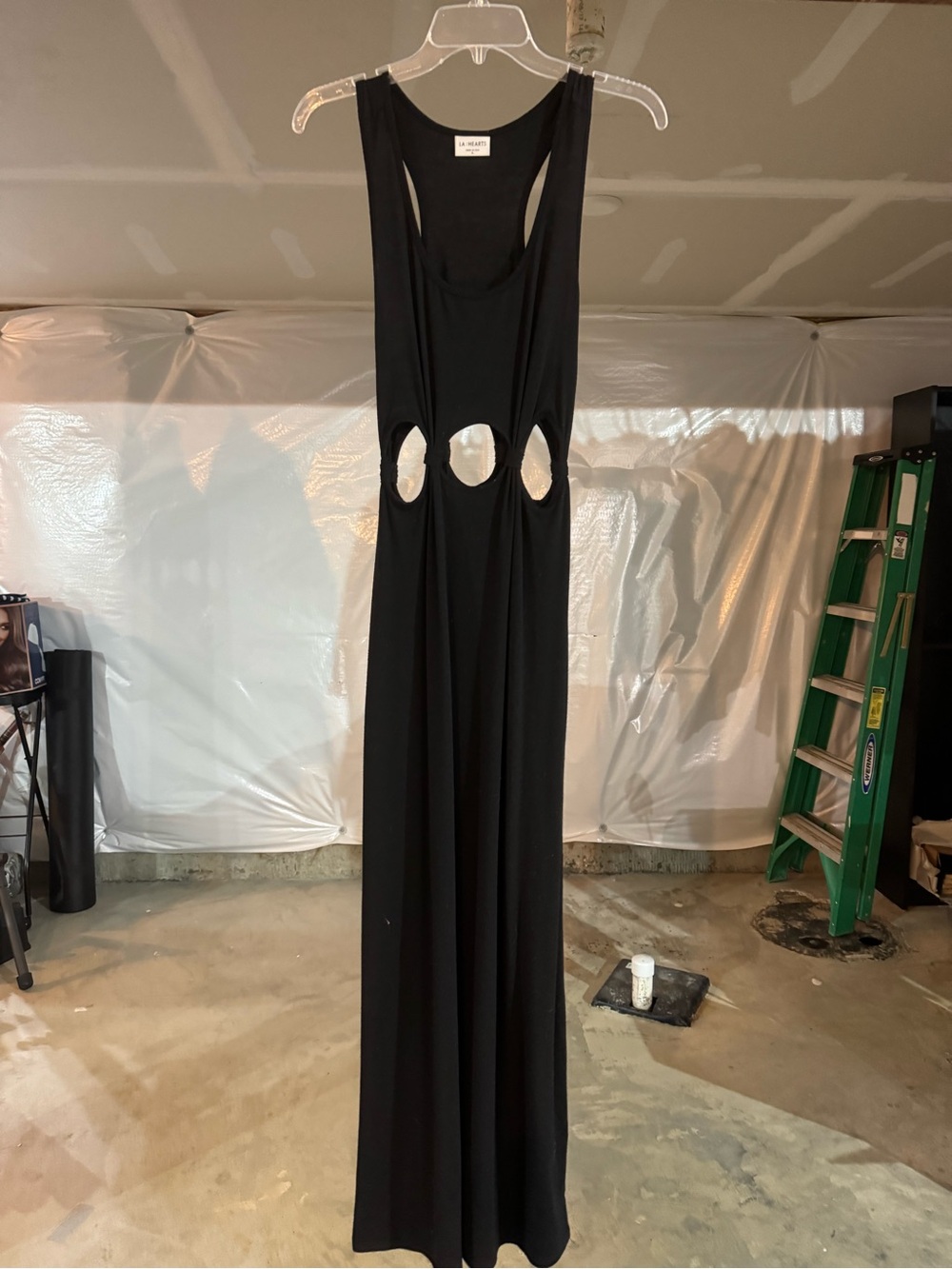 La Hearts Black Racerback Maxi Dress